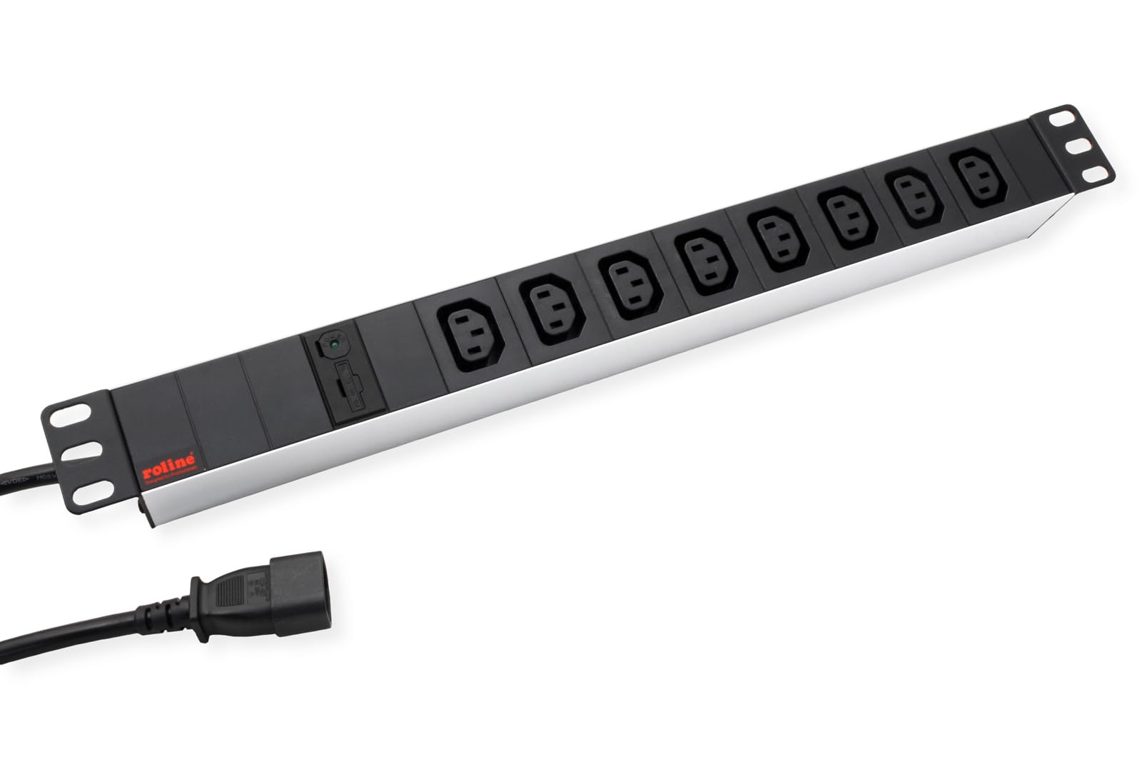 ROLINE 19"-Steckdosenleiste 8-Fach C13 + C14-Stecker, 10A, Aluminium, 2 m