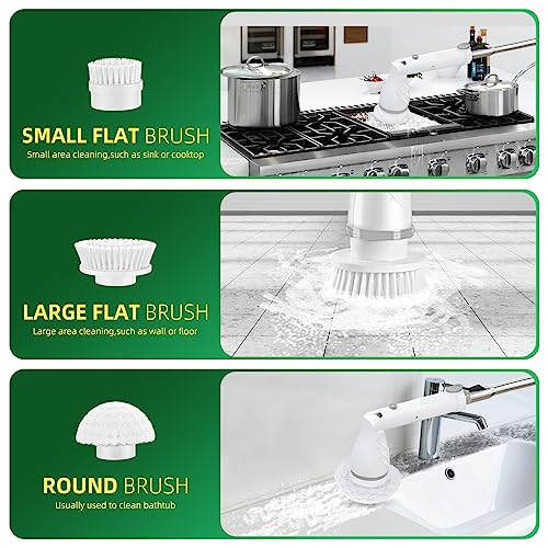 Electric Spin Scrubber, 520RPM Cordless Cleaning Brush with 6 Replaceable Brush Heads & Adjustable Extension Long Handle Power Shower Scrubber for Cleaning Bathroom Tub Grout Floor Wall Sink Tile - Image 5
