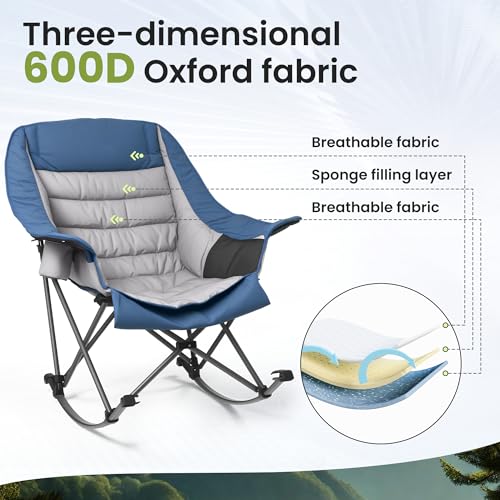 Silla Plegable para Camping CROS Padded Folding Lawn Rocker Azul miniatura 6