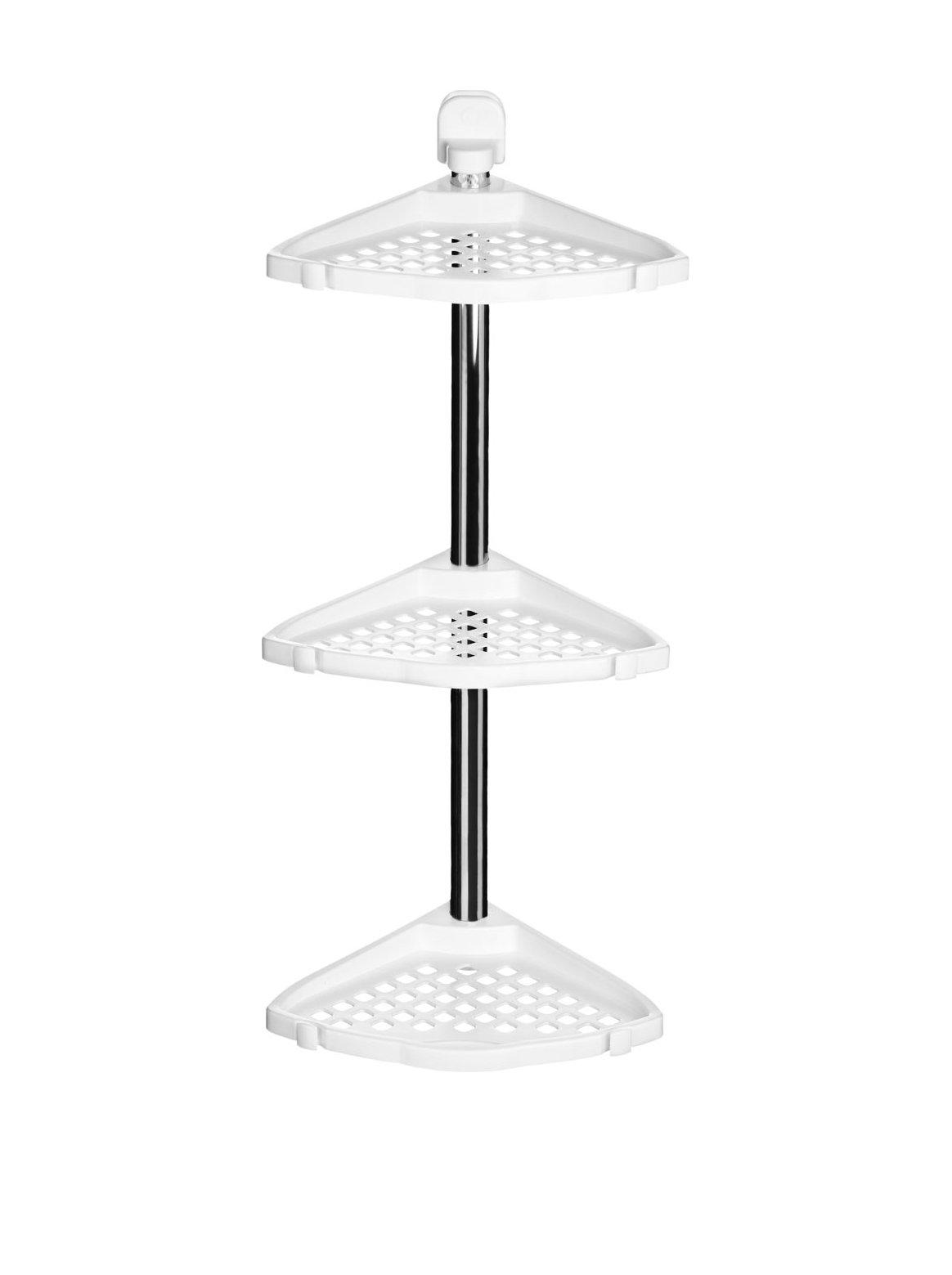 Premier Housewares Wall Mountable Corner Shelf Unit - White - Chrome-Plated Bathroom Storage Rack