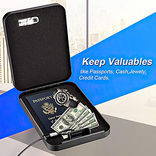 Bagkool Portable Security Lock Boxes Gun Safety Money Safes Document Safe Personal Safe Box With 39In Patented Security Cable And 4 Keys For Valuables Firearms Safe 1.96 * 9.4 * 6.5 In #TOP4
