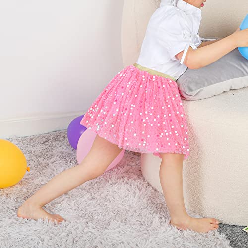 Image of KEREDA Toddler Girls Layered Tutu Skirt Sparkling Sequin Tulle Dance Skirts