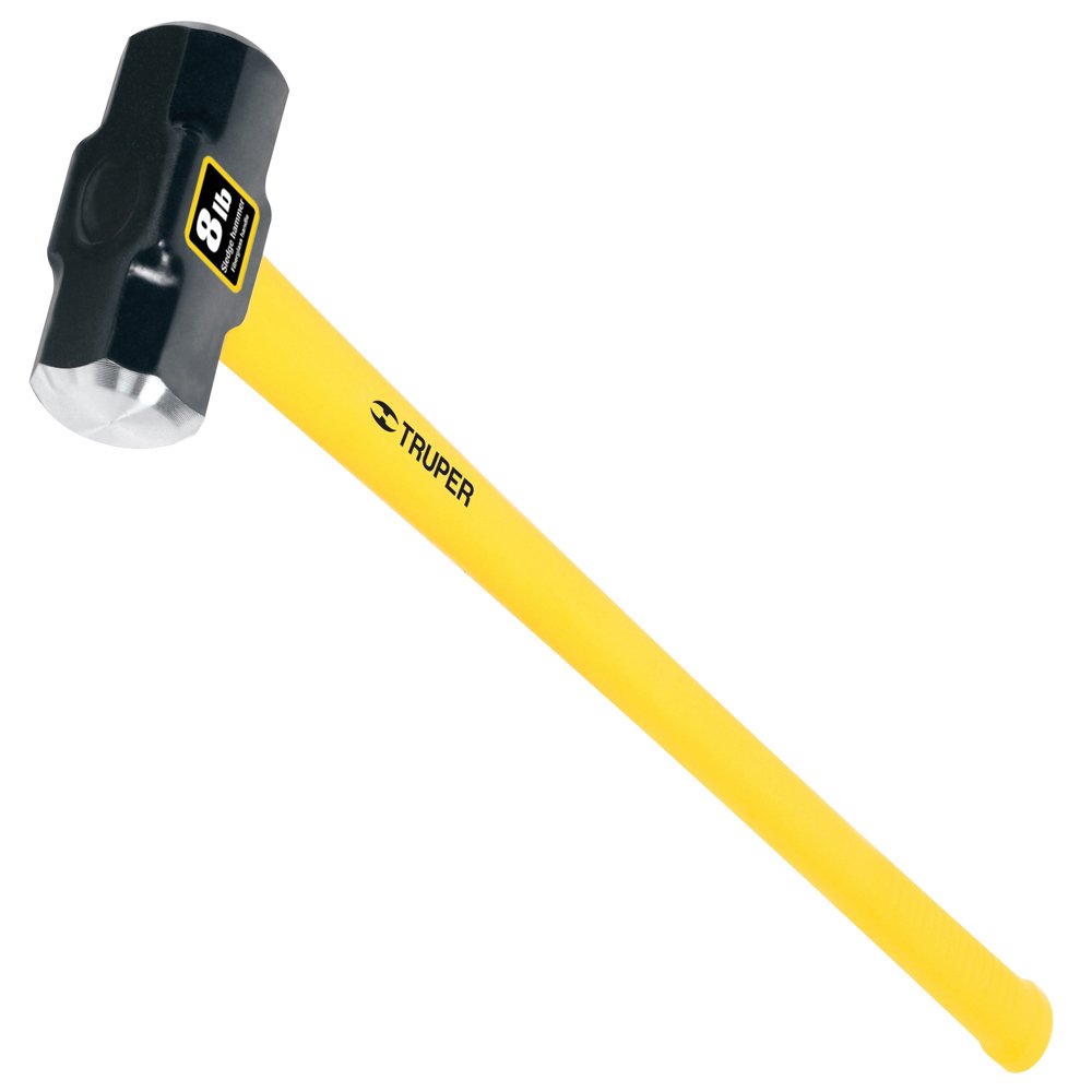 Truper 30929 8-Pound 36-Inch Sledge Hammer, Fiberglass Handle with Rubber Grip