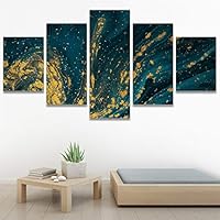 SIGNWIN 5 Panel Canvas Wall Art Modern Art Abstract Brushstroke Contemporary Edgy Mixed Media Multicolor for Home Decorations Ready to Hang - 60