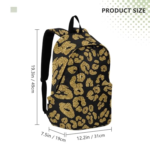 Gold Glitter Leopard Laptop Backpack for Women Men 25L Casual Hiking Daypack Bag Travel Backpack for 15.6 inch Laptop 202c14313