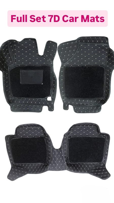 Image of SINEX Premium 7D car mat Full Set for Mahindra Thar Roxx (Model: 2024) Luxury Leather Double Car Floor Mat Complete Set || 100% Waterproof and Washable Color : Black