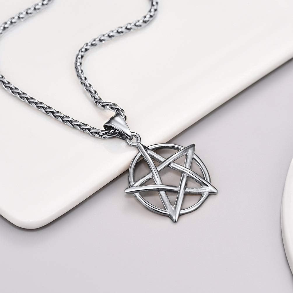 PROSTEEL Pentagram Pentacle Necklace for Men Women, Stainless Steel Tetragrammaton Amulet Satanic Jewelry, Wiccan 5 Point Star Satanism Pendant Necklace - Image 4