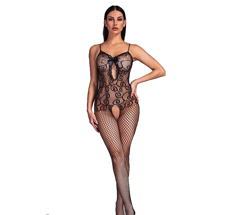 Women Fishnet Bodystocking Attached...