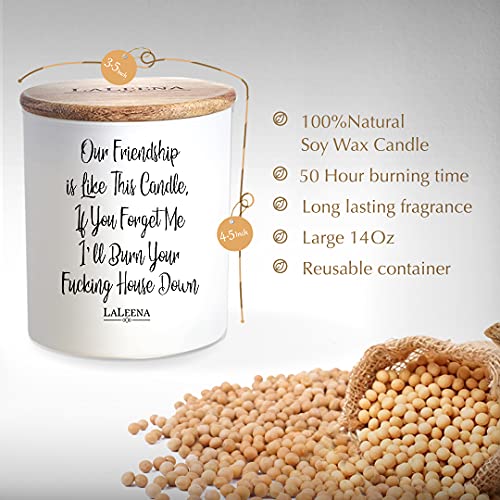 Laleena Friendship Candle Presents For Friends - Scented Candle - Funny Gifts For Home - Birthday Presents For Friends. Large 14 Oz, Jasmine Scent #TOP2