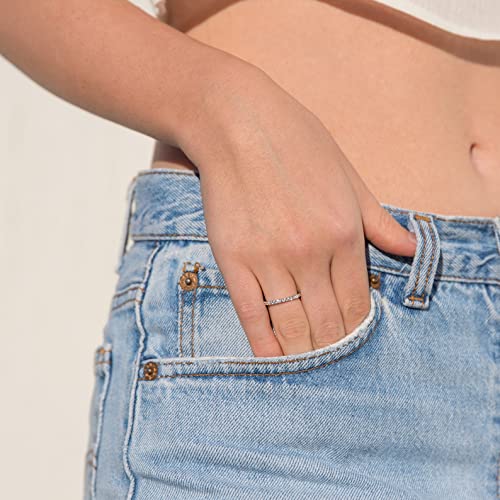 14K Vermeil Gold Moissanite Wedding Band, Wedding Rings For Women, 0.42 Ct D Color Vvs1 Lab Created Diamond Half Eternity Stackable Engagement Ring S925 Sterling Silver Statement Ring… (Moissanite S925 Sterling Silver, 6) #TOP4