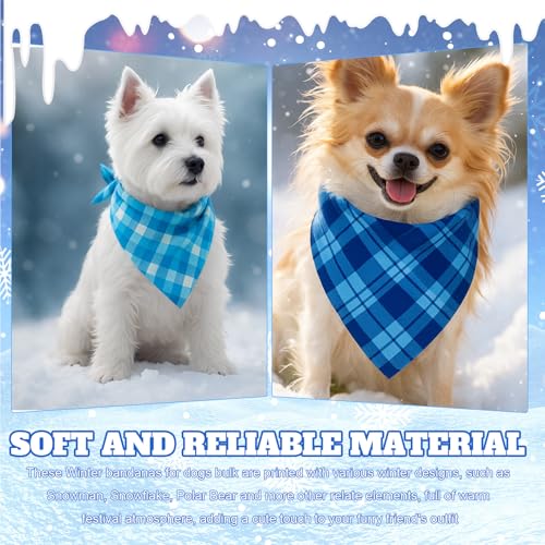 Image of Abbylike 50 Pcs Plaid Dog Bandanas Bulk Blue Checkered Bandanas for Dogs Triangle Kerchief Bibs Scarf Set for Pet Holiday Costume Photo Props Accessories Pet Shops (19.7 x 13.8 x 13.8 Inch)