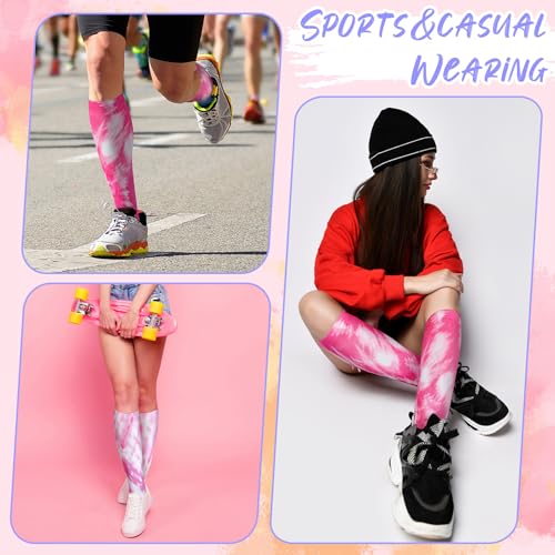 Image of Geyoga 2 Pairs Tie Dye Socks, Soccer Socks Kids
