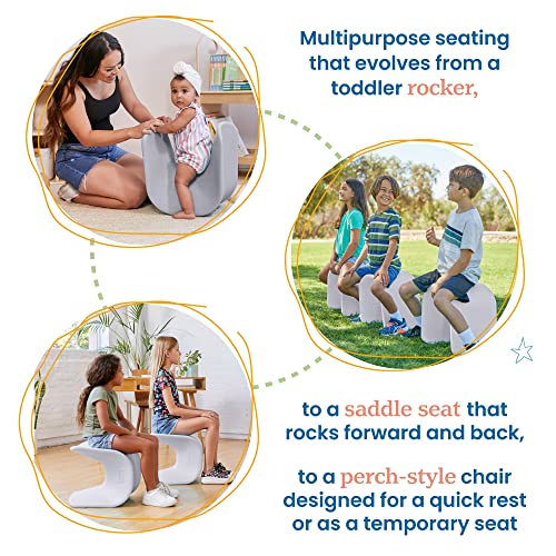 Image of ECR4Kids Wave Seat Perch Stool, 14in - 15.1in Seat Height, Flexible Seating, Light Grey, 2-Pack