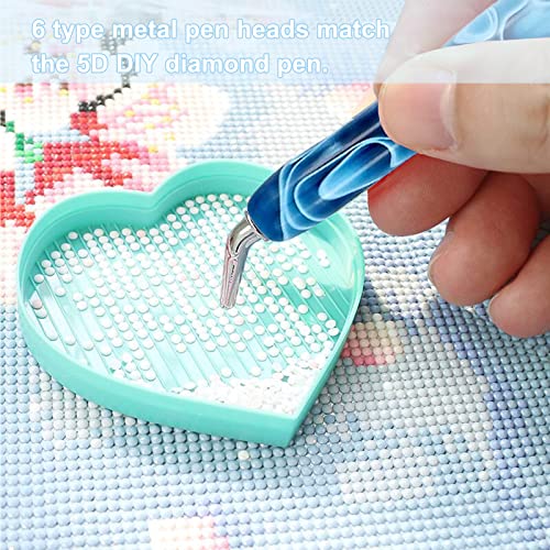 15 Pcs Diamond Painting Pen Kit, 6 Stainless Steel Tips, 6 Painting Glue Clays For Diamond Painting Accessories, 2 Handmade Resin 5D Art Drill Pen Tools 1 Box For Craft (Blue) #TOP4