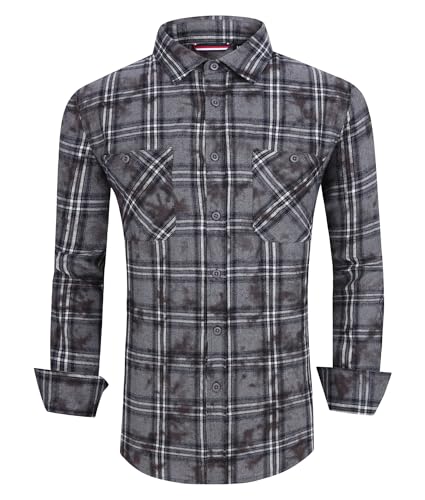 Alex Vando Mens Button Down Shirts Regular Fit Long Sleeve Casual Plaid Flannel Shirt