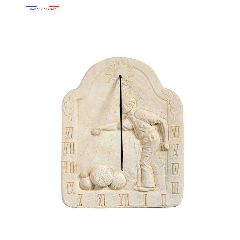 Cadran Solaire Motif Pétanque Pierre Naturelle 36cmx46cm