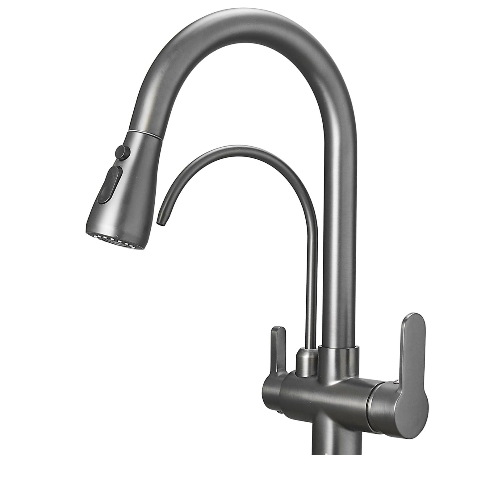 Fanjubei Gray Kitchen 360-Degree Rotating Pull-Out Hot And Cold Water Purification Multifunctional Faucet,