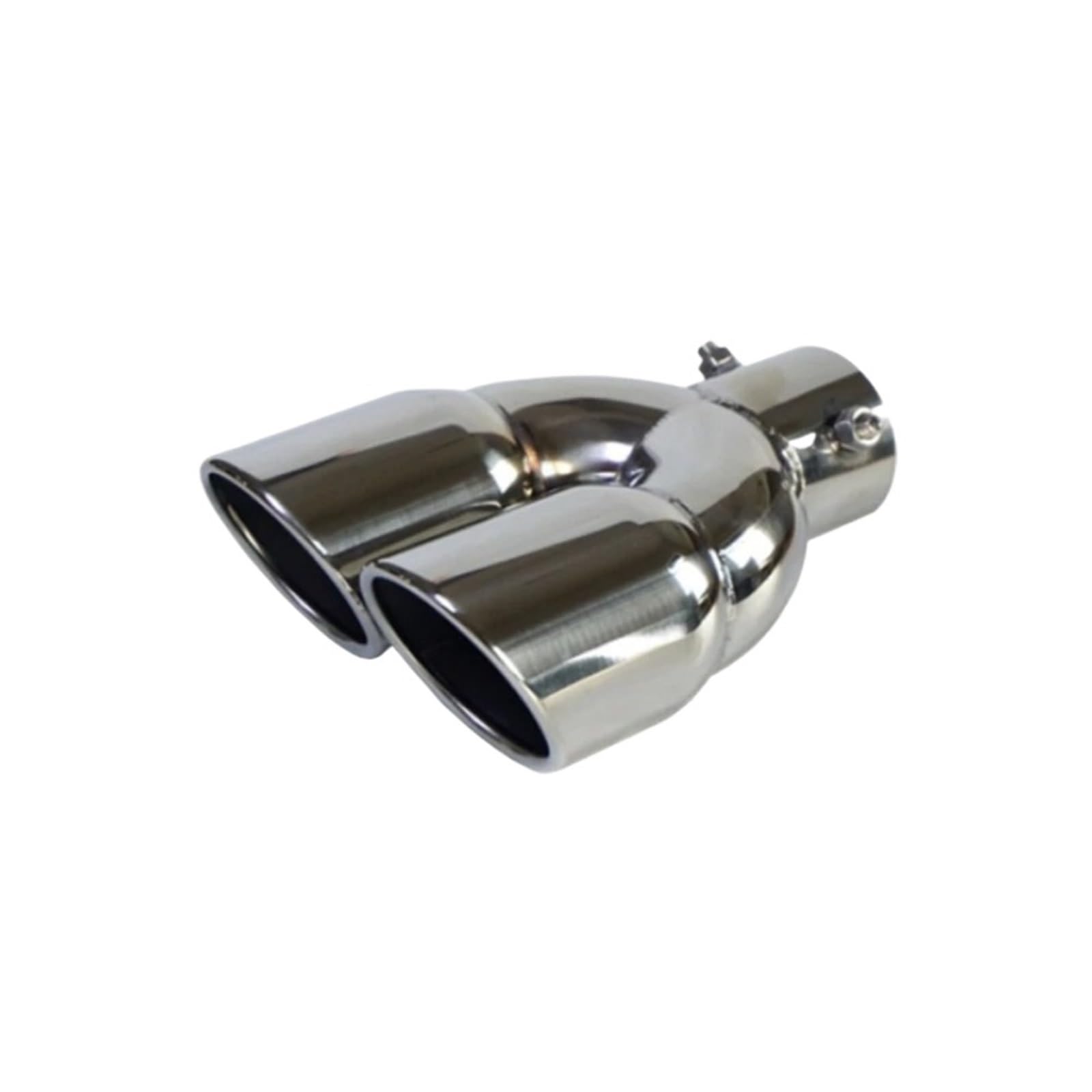 Tłumik układu wydechowego Universal Car 63mm końcówka rury wydechowej wlot stal nierdzewna podwójny wylot tłumik samochodowy ogona przykręcana(S-Silver-1pcs)