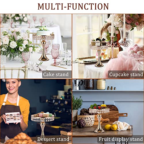 Elldoo Set Of 3 Crystal Wedding Cake Stands, 8/10/12 Inch Gold Round Cake Display Stand Pedestal, Metal Cupcake Stand Dessert Stand For Parties Birthday Baking Party Baby Showers Anniversary #TOP4