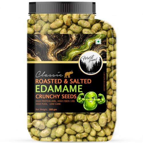 Image of Forest Found Roasted & Salted Edamame (300g) Beans | 46% High Protein & 14% Fiber | Oil-Free Vacuum Roasted Crunchy Seeds | Low Carb, Plant-Based Protein Healthy Snack | Young Green Soybeans