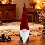 ITOMTE 16' Handmade Christmas Gnome Doll –Red Santa Plush Ornaments Holiday Elf Dwarf Thanksgiving Halloween Valentines Nordic Gifts for Home Tiered Tray Tabletop Décor