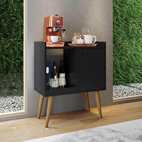 Quality Móveis Buffet Sideboard Retro Coffee Corner 1 Door Linus Model Black