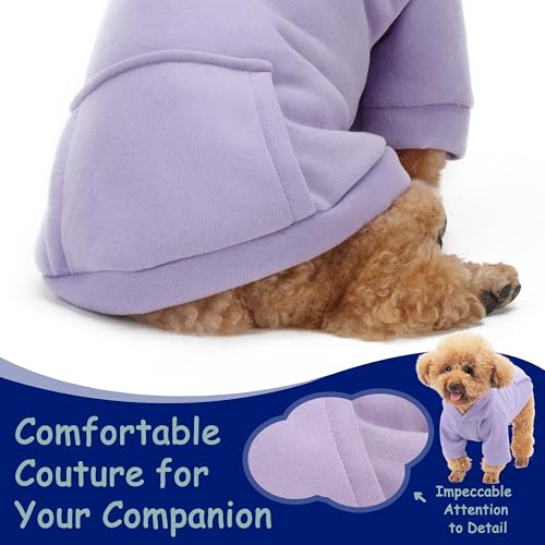 Winter Dog Hoodie with Pockets - Solid Color Polycotton Sweatshirt for Small, Medium, and Large Dogs - Soft, Warm, Cozy Pet Clothing for Cold Weather - Ideal for Outdoor Walks.Cyan Cyan Blue-S - Image 5