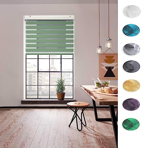 Estor enrollable opaco para ventana, 120 x 320 cm, protección UV, propiedades térmicas, tela opaca, con mecanismo de cadena ajustable, ideal para dormitorio, guardería, color verde
