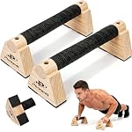 Push Up Bars 2PCS Wooden Parallettes Bars Calisthenics Bars Non-Slip Base