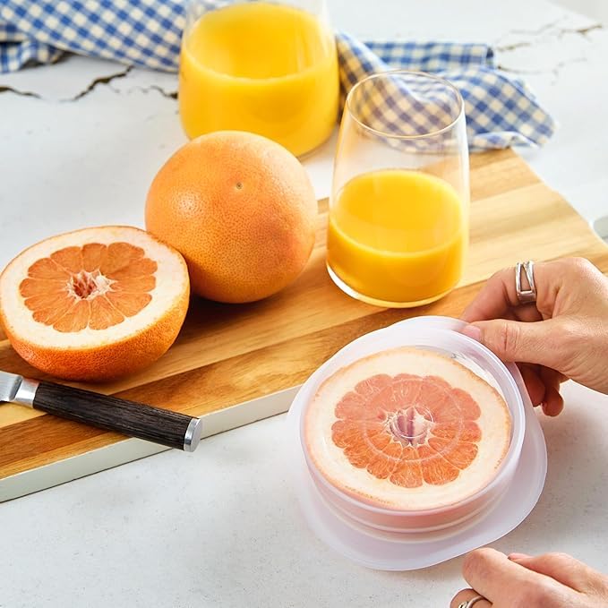 Image of Stasher Premium Reusable Silicone Stretch Lids, Clear, 3pk of 2.5 inch Lids, Airtight Seal, Food Container Covers, BPA Free, Leak-free, Dishwasher Safe, Microwave Safe, Eco-Friendly