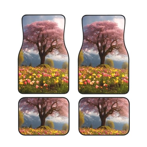 Tapis de sol de voiture robuste ajustement universel décor floral élégant