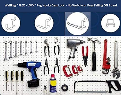 WallPeg36 Locking White Peg Hook Kit (PH12) - Will Not Fall Out - Fits Any Pegboard - Organize Tools, Accessories, Workbench, Garage Storage, Kitchen, Craft or Hobby Supplies, Jewelry, Retail