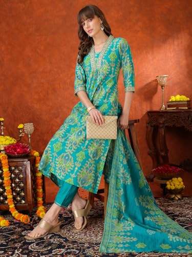 Image of NIVANA Embroidered & Printed Kurta with Pant & coordinated Dupatta