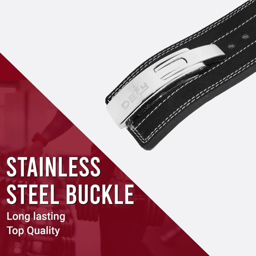 Miniatura 5 de DEFY Power Lifting Belt Lever Buckle Genuine Leather 10MM Gym Training Exercise Belt Black