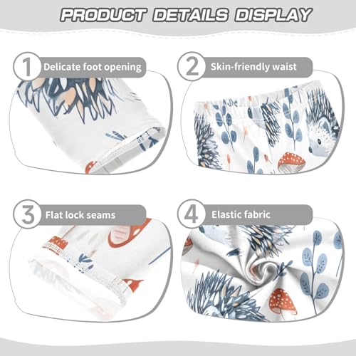 Bolaz Toddler Girls Leggings Printed Yoga Pants Leggings Hedgehog Mushrooms Forest for Kids3