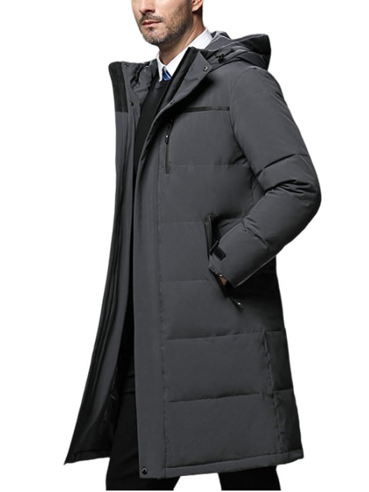 Herren Winterjacke Lange Daunenjacke Warm Parka Jacke mit Kapuze Männer Coat Steppjacke Verdicken Wintermantel Casual Daunenmantel Oberbekleidung Outdoorjacke