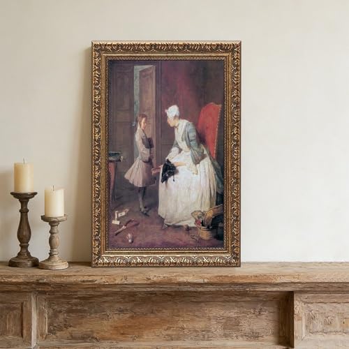 Affiche Jean Simeon Chardin La Gouvernante toile 30x45cm cadre suspendu