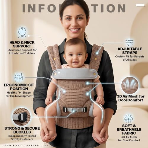 Image of StarAndDaisy Baby Carrier for 0 to 3 Year Baby Carrying Bag /Carrier for new Born with 2 Carry Positions Front & Back Baby Carrying Bag with Breathable Fabric & M Shape Support