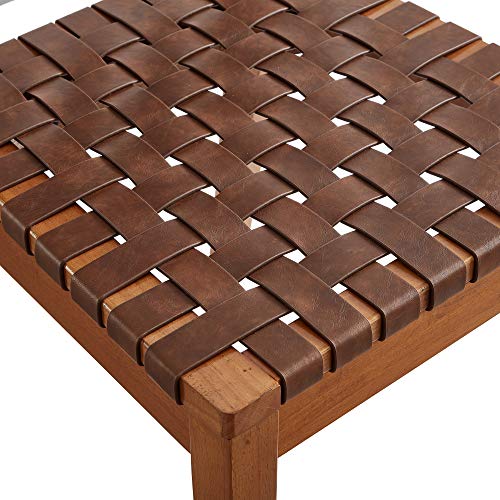 Amazon Brand - Rivet Faux Leather Woven Dining Chair With Wood Frame, Set Of 2, Brown, 22"D X 18"W X 36"H #TOP5