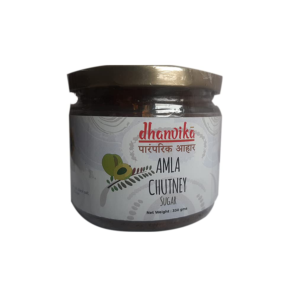 Dhanvika Khatti Meethi Amla Chutney Goose Berry Enriched with Vitamin C आँवला चटनी, 330 gm