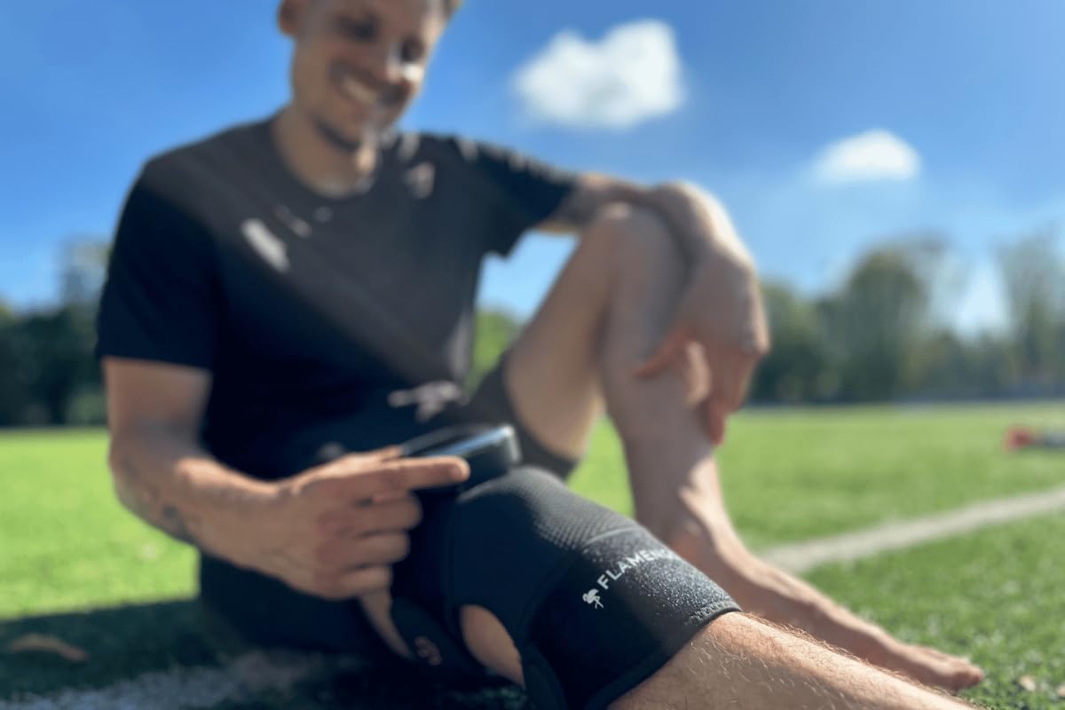Flamengo® InfraPulse-Therapie - Infrarot-Massagegerät Knie, Schulter Ellenbogen - Brace - Kniebandage - Schulterstütze - Ellenbogenstütze -Patellabandage Knieband - Tennisarm - Schwarz