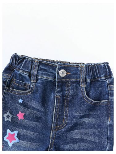 WDIRARA Girl's Star Print High Waist Flare Bell Bottom Jeans Stretchy Denim Pants3