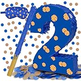 Cookie 2nd Birthday Decorations, 15.7' Cookie Number 2 Piñata with Blindfold Stick and Confetti for Cookie Birthday Party Supplies (2nd)
