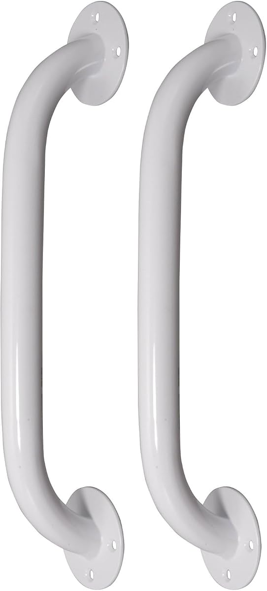 Drive Medical RTL12012 Barra de agarre con recubrimiento en polvo, color blanco (paquete de 2)