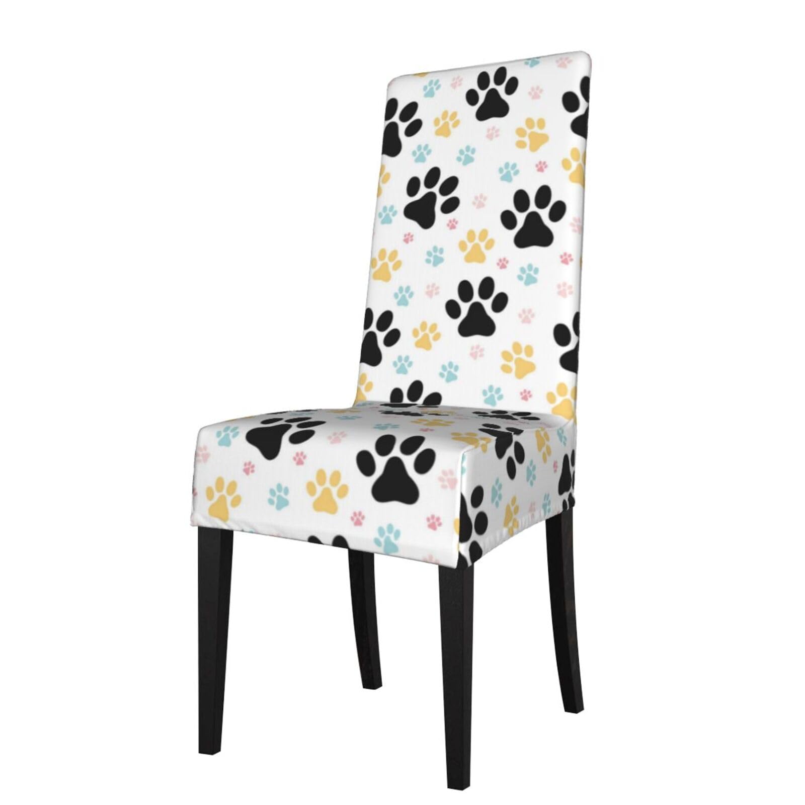 Lkymoh As Picture Dog Paws Print Seamless Pattern, Chair Covers Stretch Chair Slipcovers For Dining Room, For Party Pet Protection Universal Fit Soft Polyester
