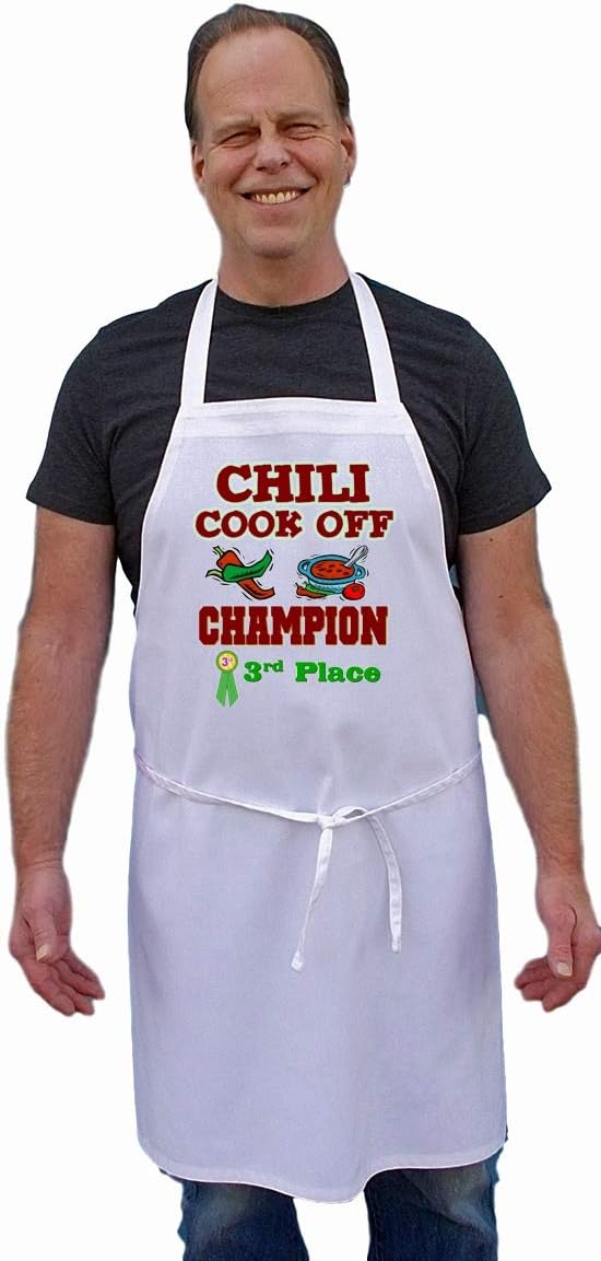 Third Place Chili Cook Off Champion White Bib Aprons