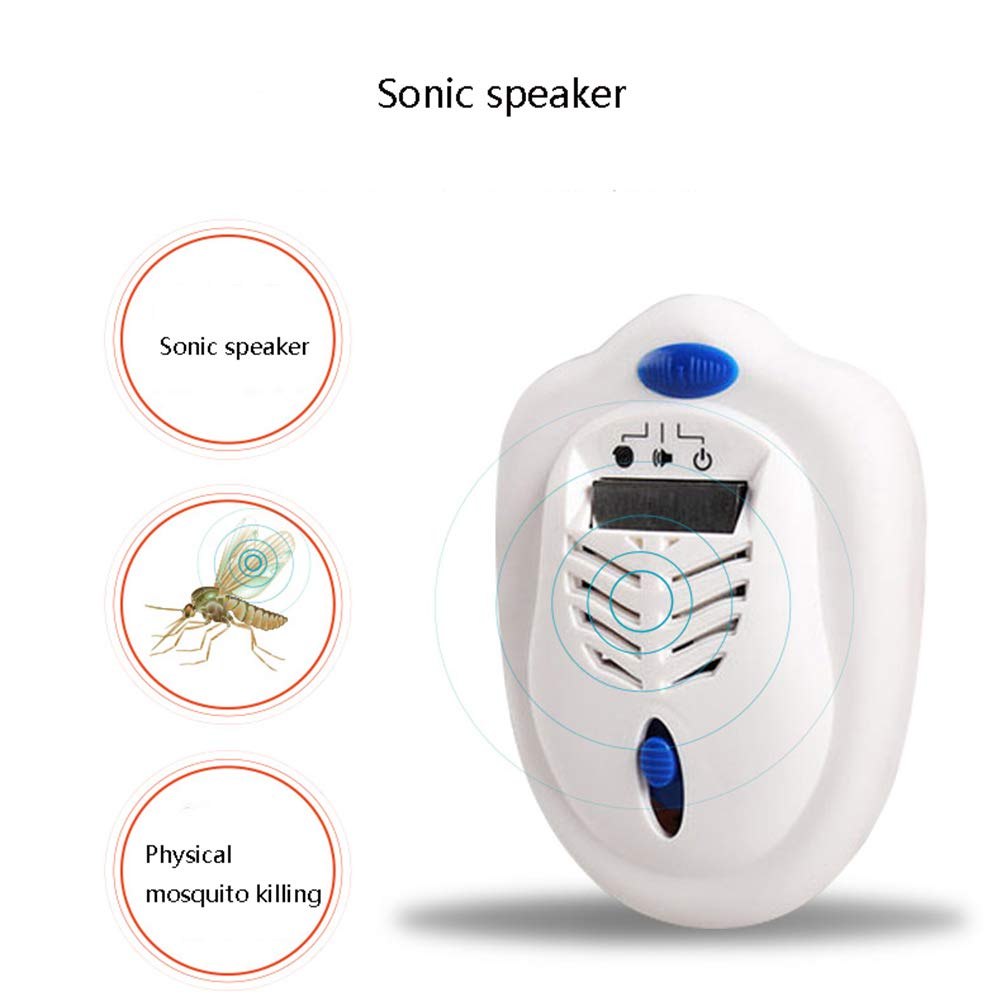 XRX Ultrasónico Repelente De Mosquitos Batería Enchufable Portátil para Exteriores Potente Deworming Electrónico Artefacto Lámpara Multifunción Blanca White