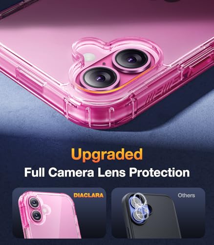 Image of Diaclara Designed for iPhone 16 Plus Case, Full Body Rugged Case with Built-in Touch Sensitive Anti-Scratch Screen Protector, Upgraded [Full Camera Protection] for iPhone 16 Plus 6.7 inch,Clear Pink