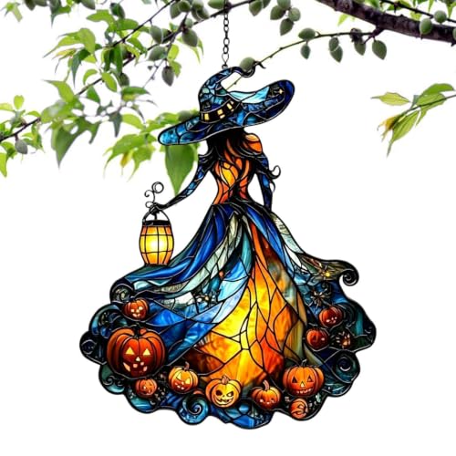 Atrapasoles de calabaza de acrílico para ventana y porche decorativo de Halloween 8