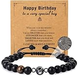 ViEinkaufen Boys Bracelets, Black Adjustable 100 Languages Projection Teen Couples Birthday Bracelet, Cool Presents for 13 14 15 16 17 18 Year Olds Boy